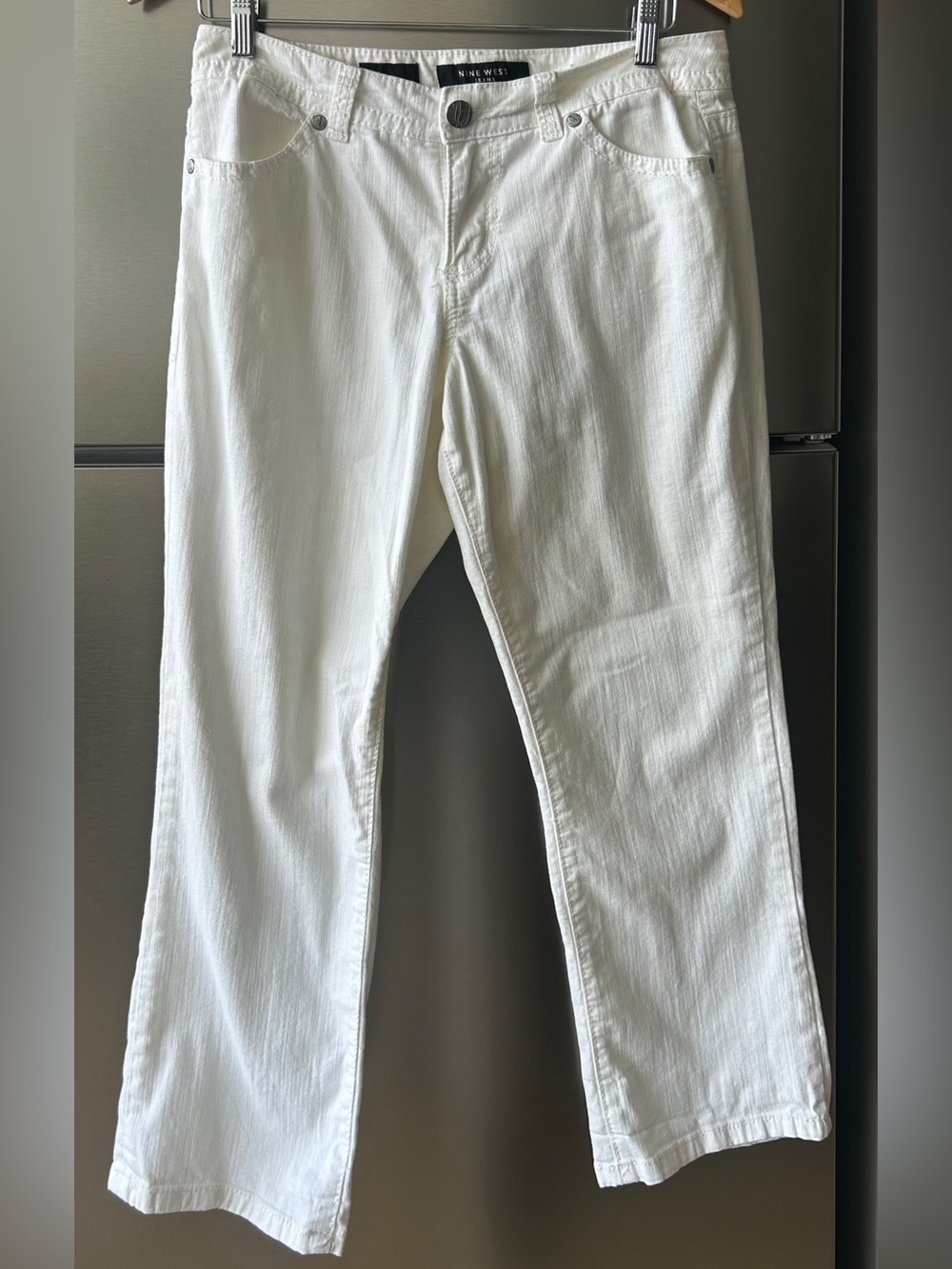 Nine West White Embellished Bootcut Jeans Size 8/29 Y2K Rhinestone Pockets